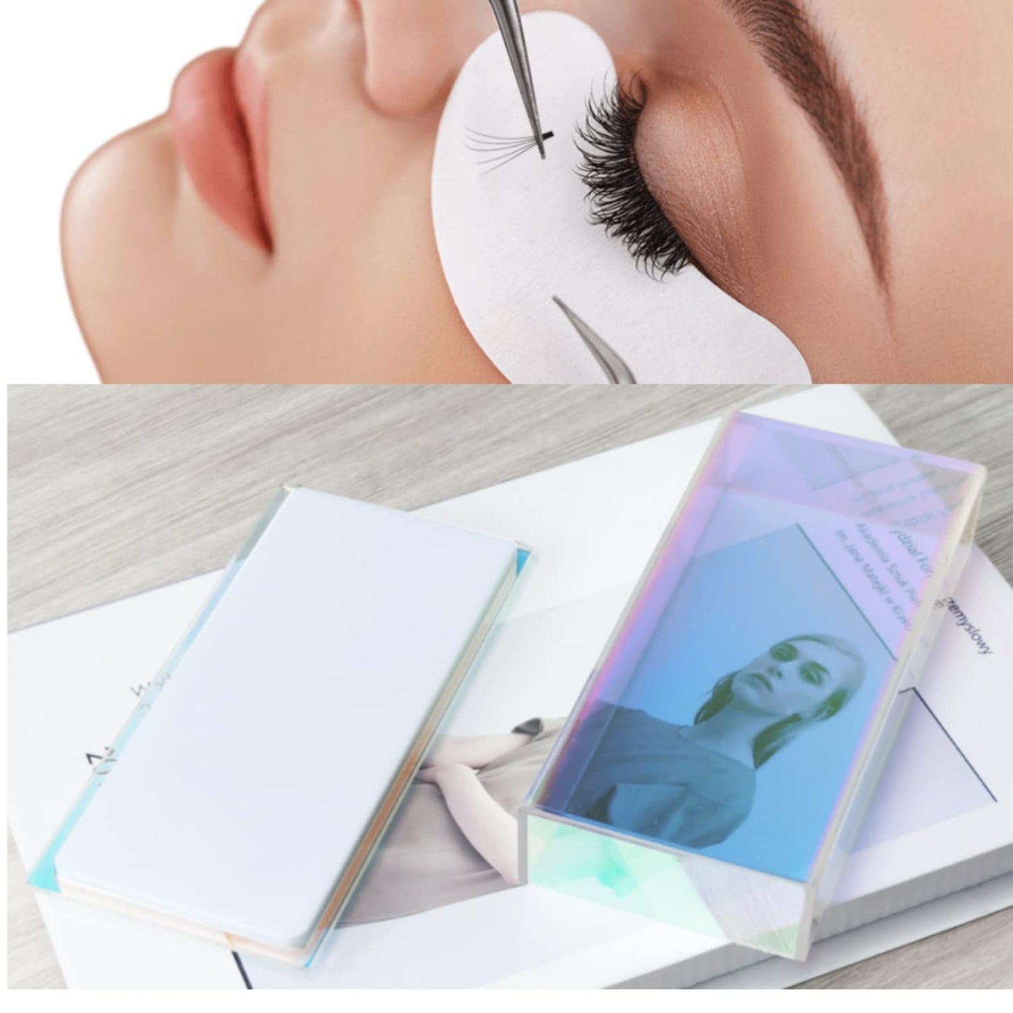 Eyelash Grafting Pallet with Cover, Dust-proof Acrylic Lash Tile holder, Eyelash Extensions Storage Gasket Pads (Dazzling S)