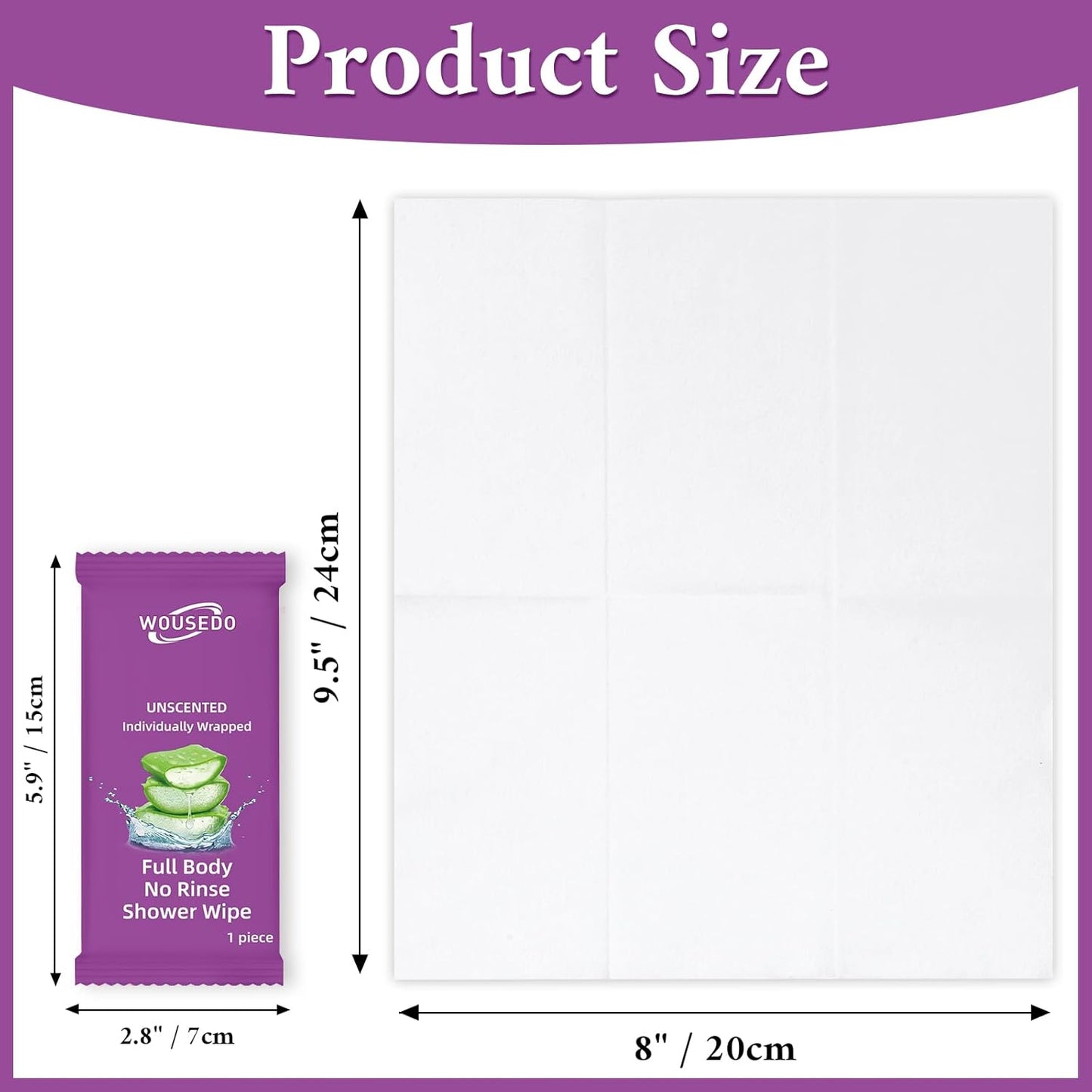 300 Pcs Body Wipes Individually Wrapped(8" x 9.5"),Shower Wipes for Adults Bathing No Rinse,Personal Cleansing Wipes for Travel Gym,Bulk Deodorant for Homeless