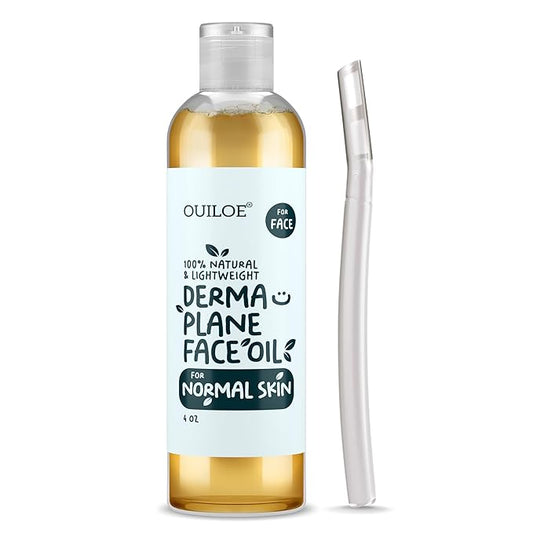 Dermaplane Oil for Women with Normal Skin - Lightweight Face Shaving Oil, Natural Facial Shave Oil, Use with a Dermaplaning Tool, Razor, Shaver or Microblade for Close Shave 4oz by Ouiloe