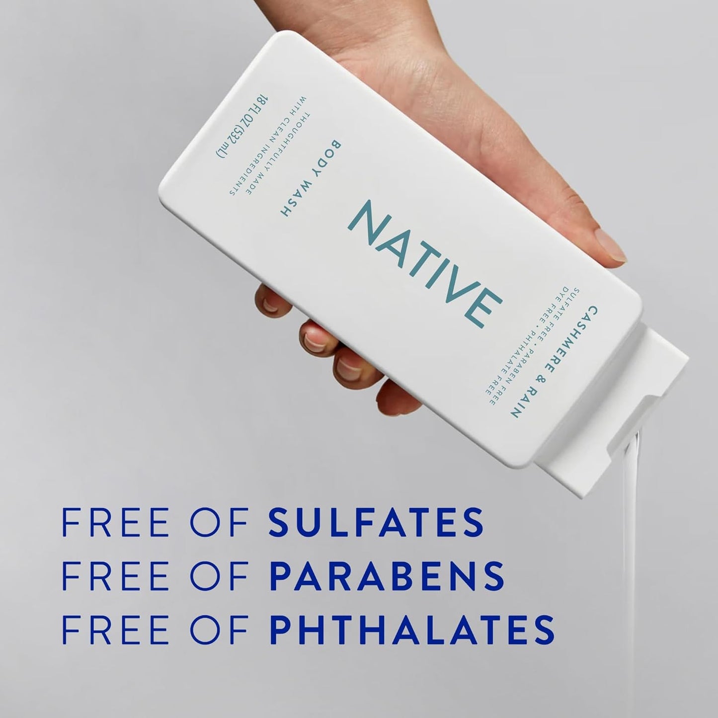 Native Body Wash Contains Naturally Derived Ingredients | For Women & Men, Sulfate, Paraben, & Dye Free Leaving Skin Soft and Hydrating | Cashmere & Rain 18 oz - 2 Pk