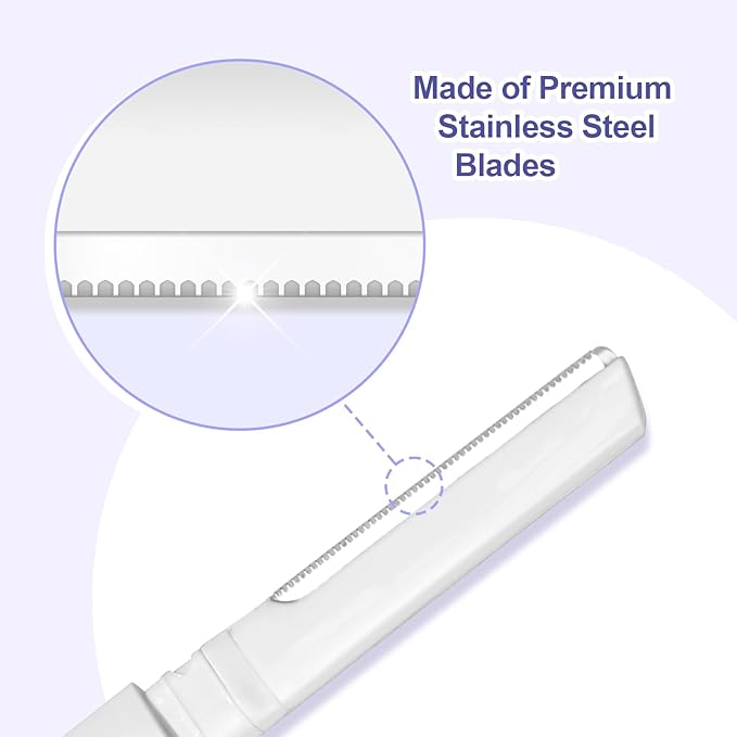 Dermaplane Razor for Women Face & Eyebrow - Dermaplaning Tool for Peach Fuzz Facial Hair Removal,High Precision Blade for Smooth Skin (White, 6 Count)