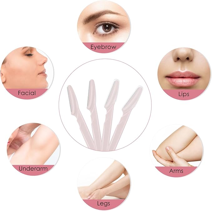 16 Pcs Light Pink Eyebrow Razor, Face Razors Multipurpose, Facial Razors for Women Men, Eyebrow Trimmers Shaver with Protective Cover, Dermaplaning Tools for Face Body Use, Facial Hair Removal Tools