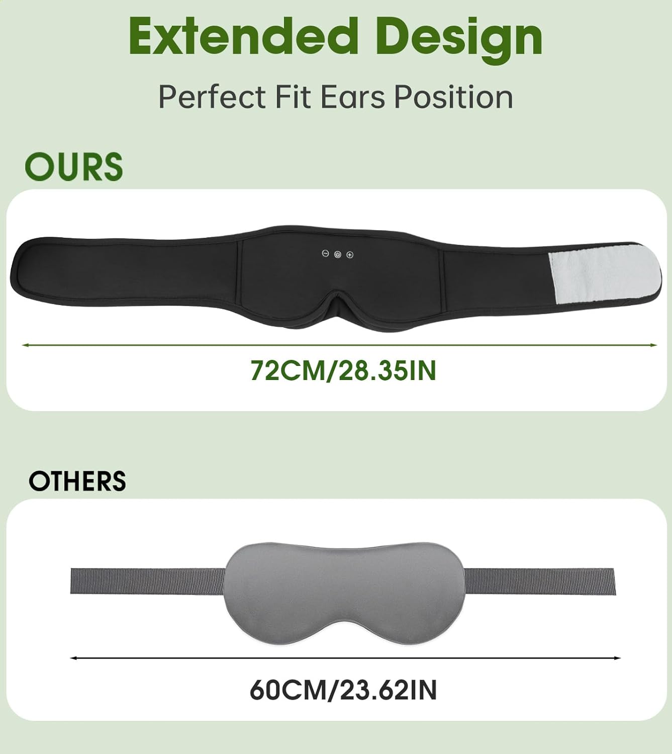 Bamboo Cotton Sleep Mask with Bluetooth Wireless Headphones - Blackout Eye Mask for Sleeping 3D Contoured Sleep Headband Ear Muffs Lengthen & Low Noise Hook for Better Experience (Black)