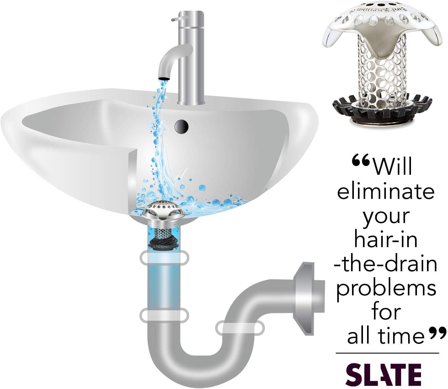 SinkShroom Ultra Revolutionary Bathroom Sink Drain Protector, Stainless Steel