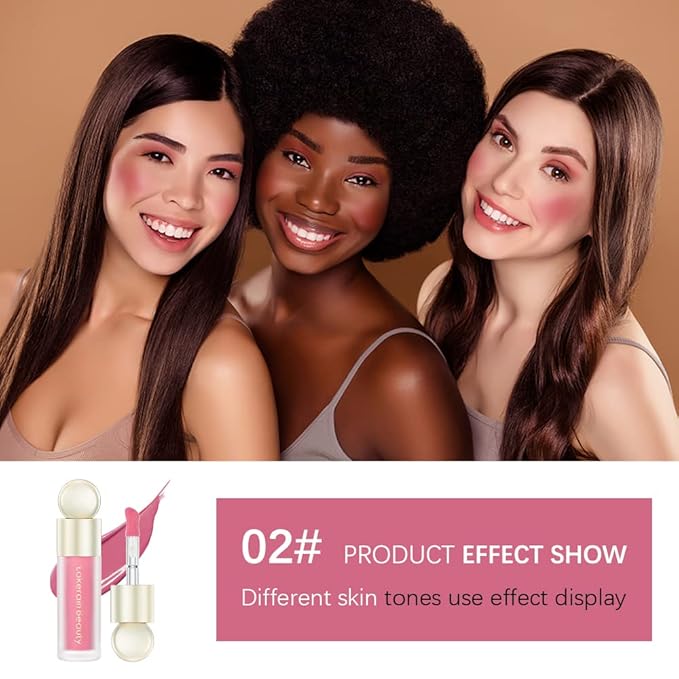 Liquid Blush Stick For Cheeks, Soft Velvet Cream Face Cheek Tint, Natural Matte Pink Red Blush Skin Tint, Waterproof Long Lasting Dewy Makeup, Moisturizing Lightweight Blendable (2#)