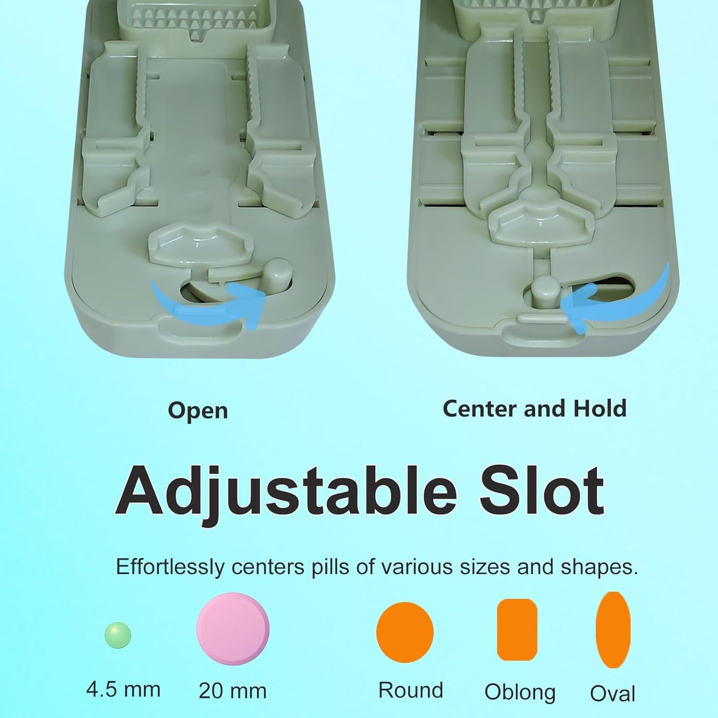 Pill Cutter for Cutting Multiple Pills, Pill Cutter for Large, Small and Tiny Pills 1/2 1/3 1/4, with Centering Device, Crusher, Brush and Storage Box