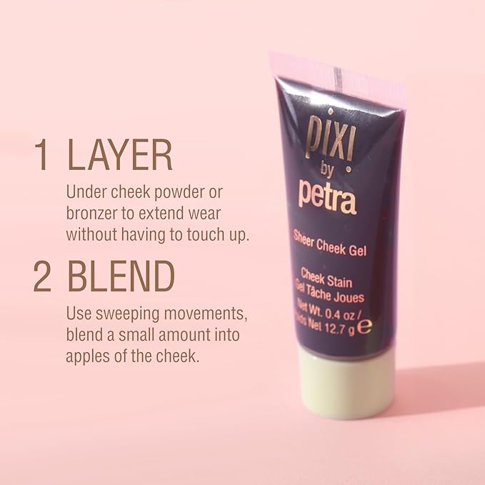 Pixi Sheer Cheek Gel - Flushed | Gel Blush For A Sheer Flush Of Colour | Oil-Free & Fragrance-Free Hydrating Liquid Blush | 0.45 Fl Oz