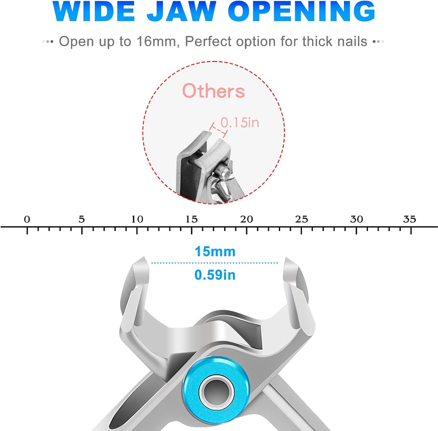 Toenail Clippers for Seniors Thick Toenails, Heavy Duty Nail Clippers for Men with 15mm Wide Jaw Opening, Large Toe Nail Clippers with Long Handle for Thick Nails Gift for Men Dad Him