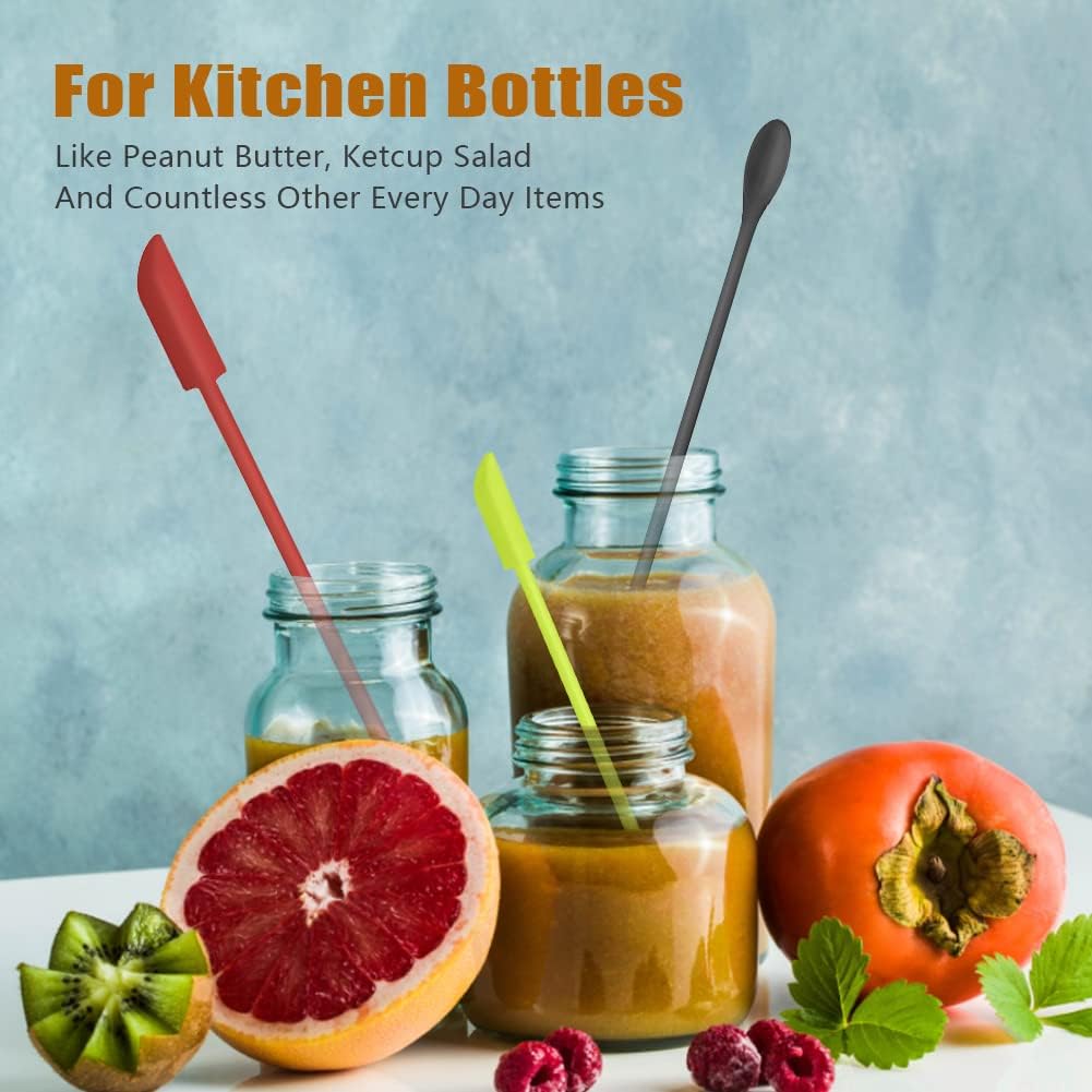 Silicone Spatula Set 6Pcs - Mini Scraper Tool for Beauty & Food （Reach Every Last Drop - Multi-Size Spatulas for Makeup Jars, Lotion Bottles & Kitchen Containers）