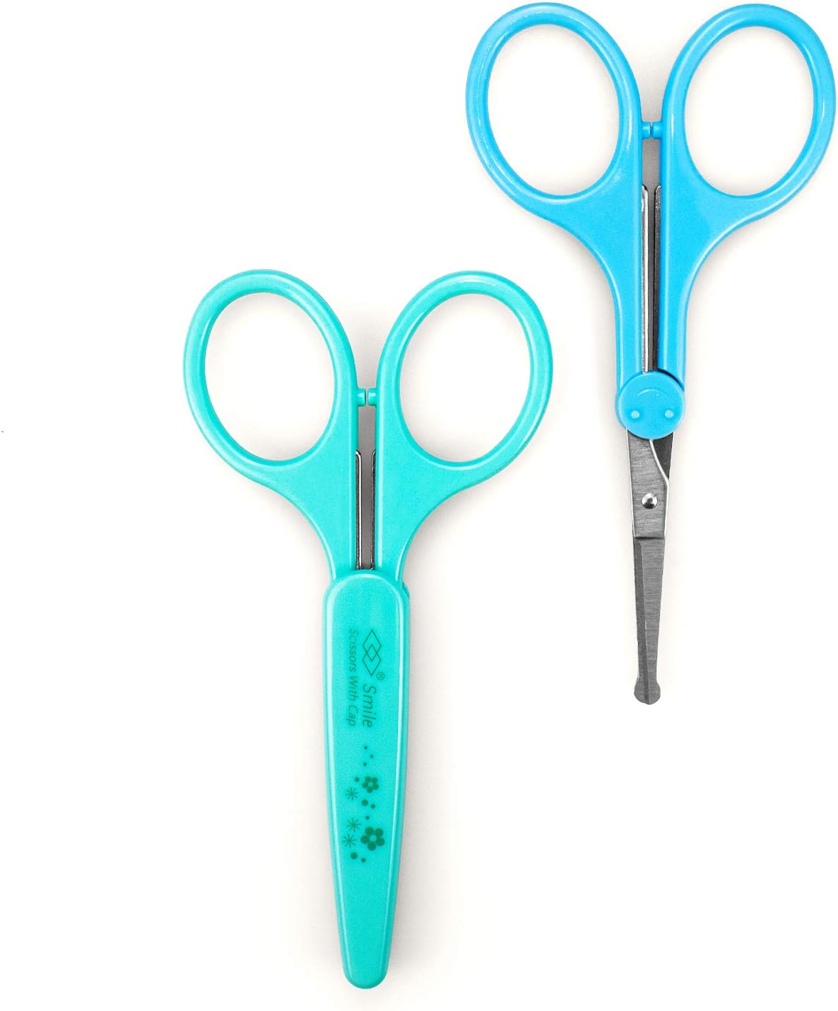 Eyebrow Scissors, Small Scissors for Facial, Nose, Eyebrow, Mustache, and Beard Hair Trimming & Grooming, Safety Edge, Blue Long Cap