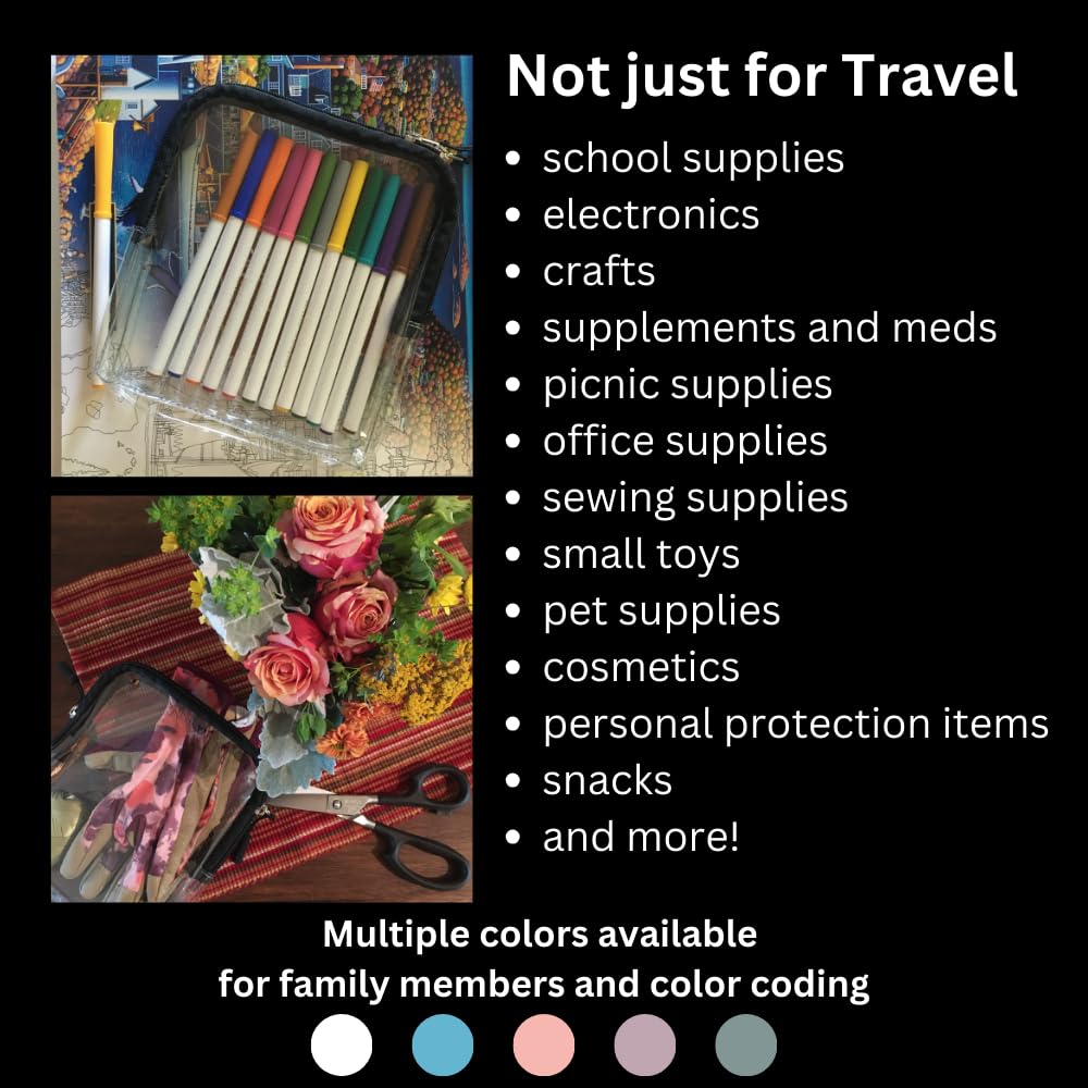 BORSALI Clear Travel Bags for Toiletries - TSA Clear Toiletry Bag for Traveling, Cosmetics, Carry on 3-1-1 Liquids & Other Items - TSA-Approved Quart Size For Luggage, Purse or Car - Gray