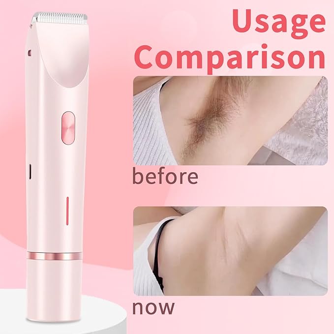 2025 New 2-in-1 Electric Shaver & Bikini Trimmer for Women - Painless Electric Razor for Face, Body & Intimate Areas, Cordless Wet/Dry Shaver with Dual Blades, Waterproof for Shower & Travel (Pink)