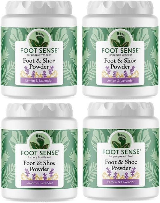 FOOT SENSE All Natural Foot & Shoe Powder, Foot Deodorant, Talc-Free, Odor Eliminator, Disinfects & Deodorizes, Long-Lasting up to 6 Months Safe for Men, Women, Kids, Athletes, 50g (4 Pack)