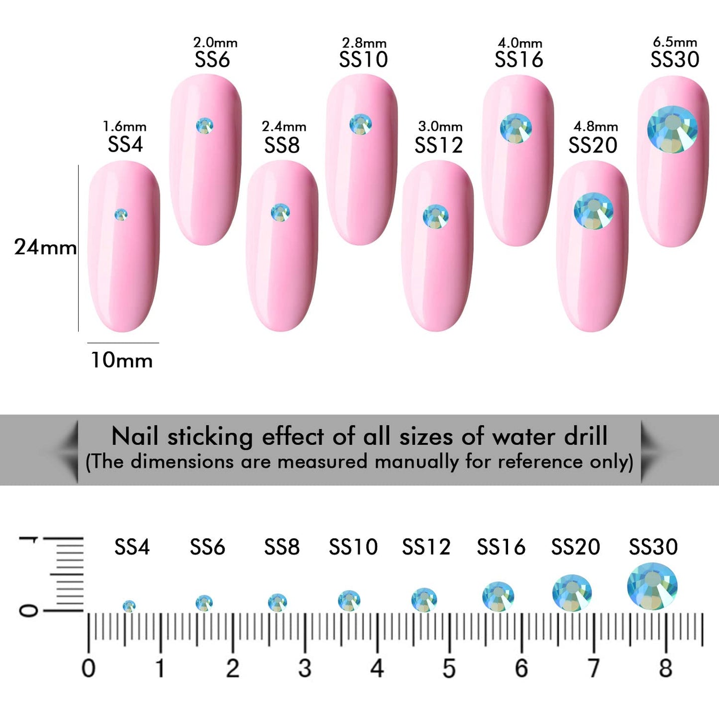 1440Pcs Aquamarine Ab Crystal Rhinestones,Glass Flatback Rhinestones Gemstones for Nail Face Makeup Art Crafts Clothes Decoration -(SS12,3.0mm,Aquamarine Ab)