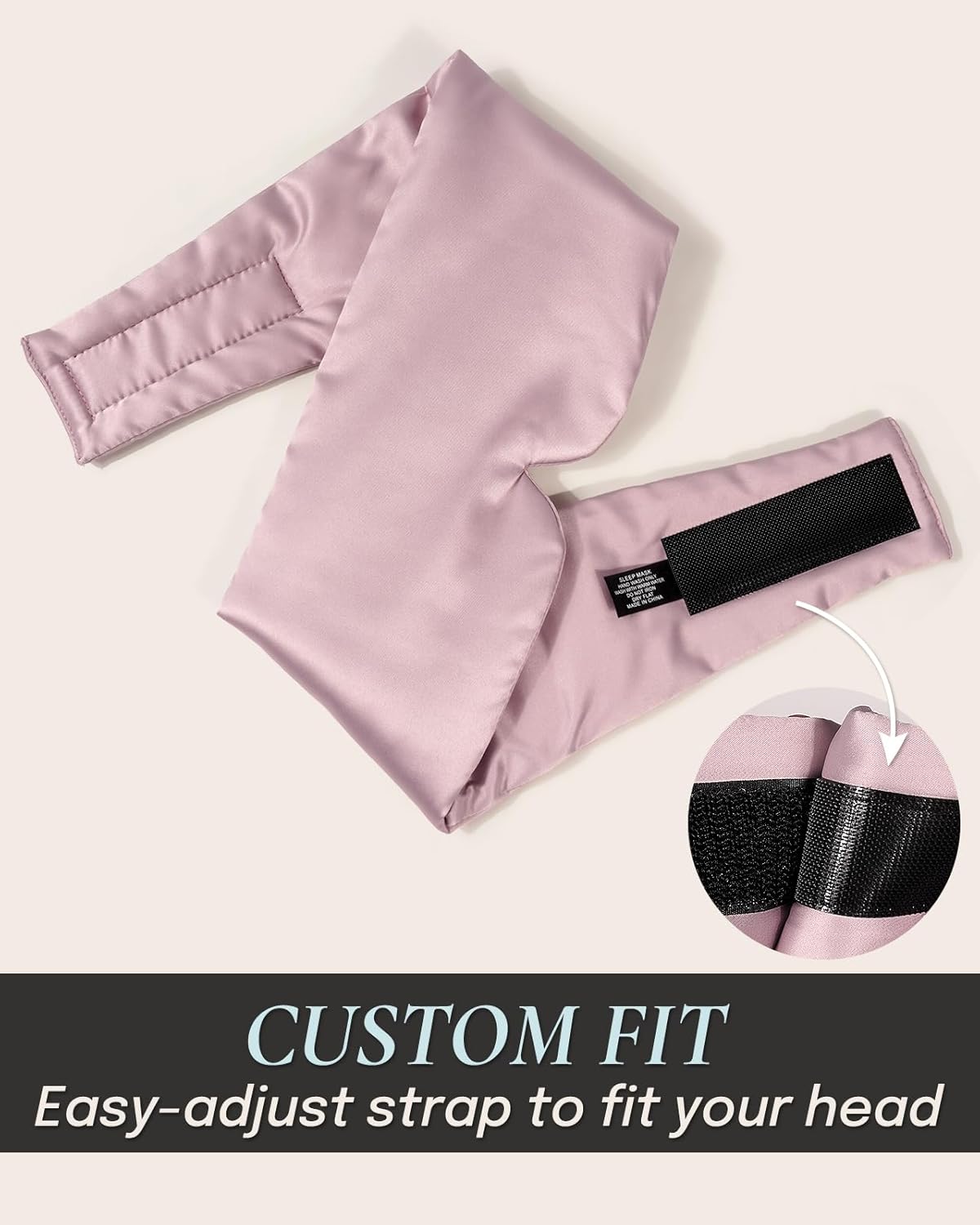 Zenssia Satin Sleep Mask for Women and Men, Lightweight Padded Eye Mask with Adjustable Strap, Comfort Blackout for Travel and Nap - Light Plum