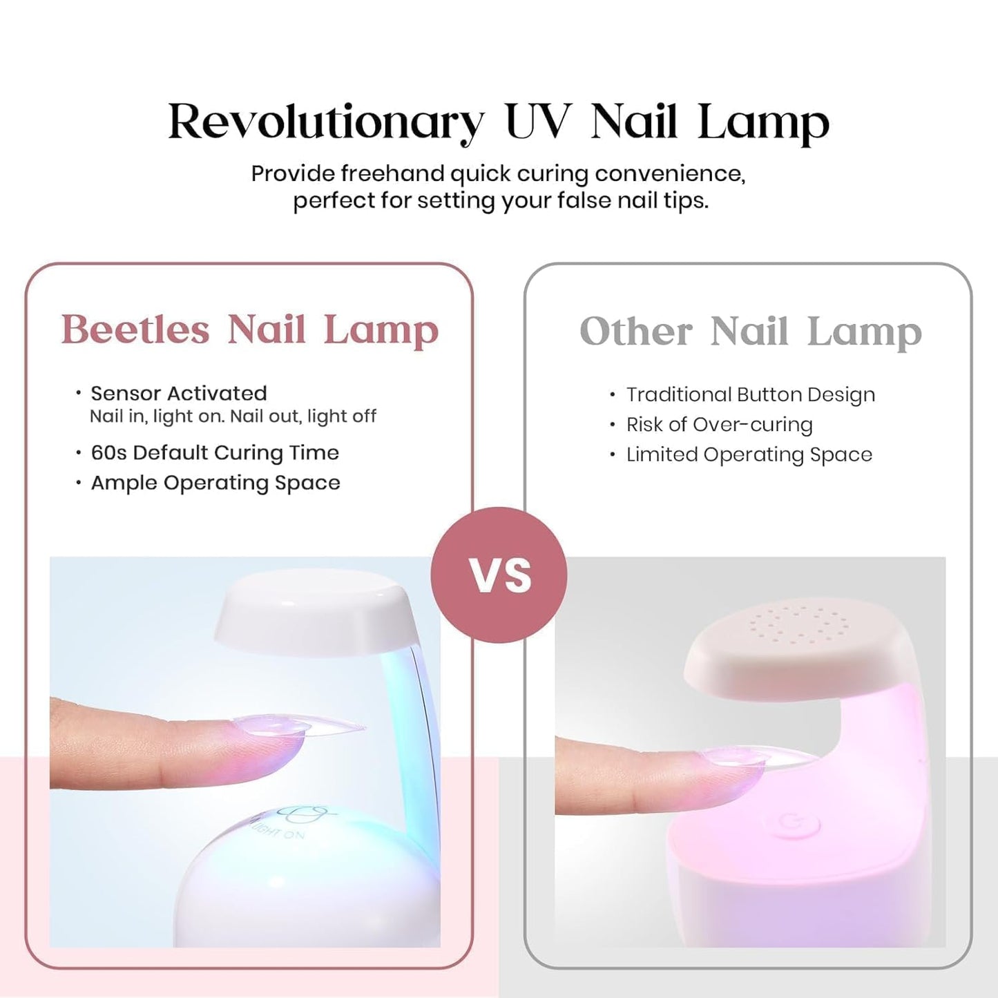 Beetles Gel Nail Kit Clear, Almond Medium, 600pcs 15 Sizes, with Pink Color Gel Top Coat 9 in 1 Glue Mini Nail Lamp, Fall Nails, Full Cover Easy Nail Extension Set for Home DIY Salon Gift for Women