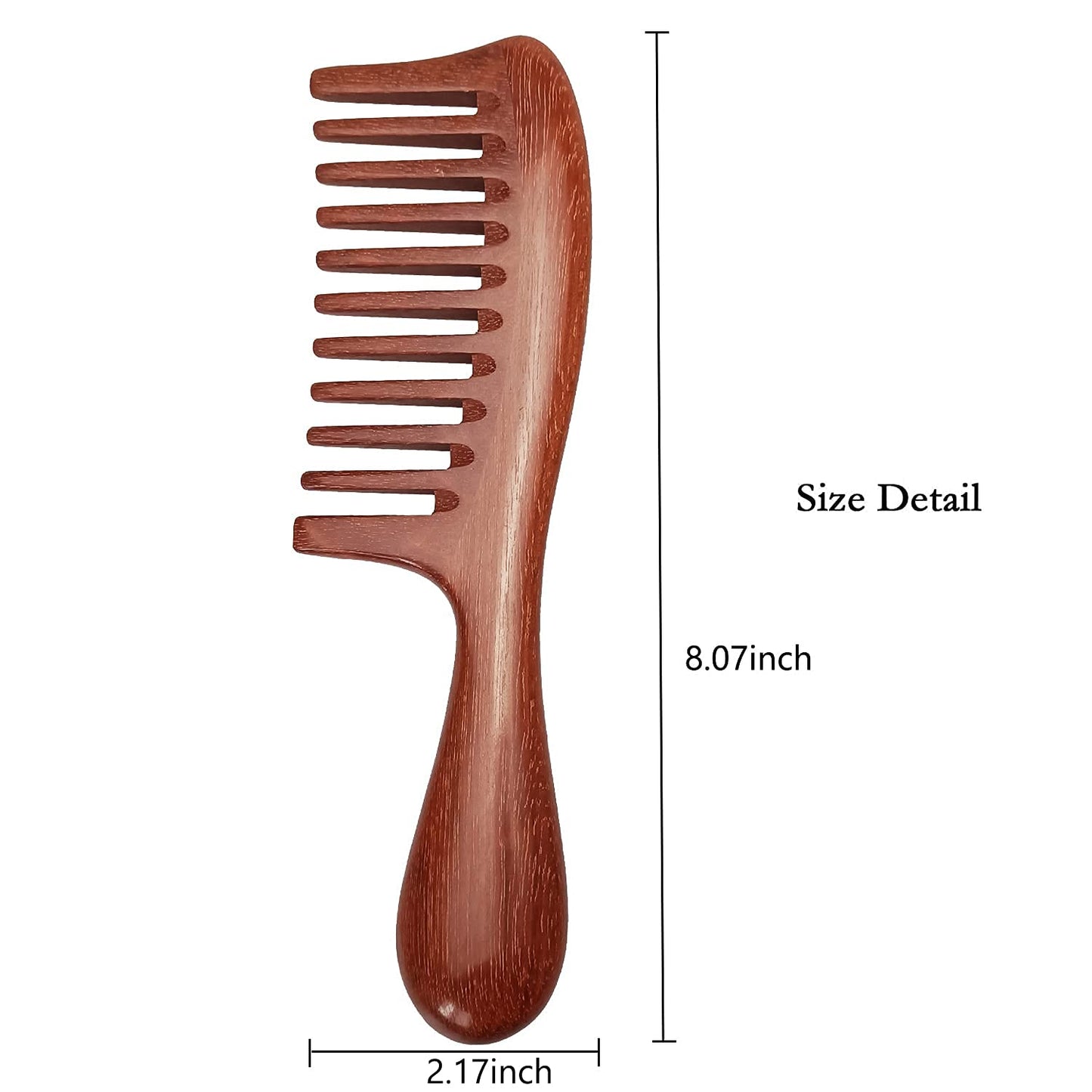Louise Maelys Wide Tooth Hair Comb for Curly Hair - Red Sandalwood Detangler Combs for Women