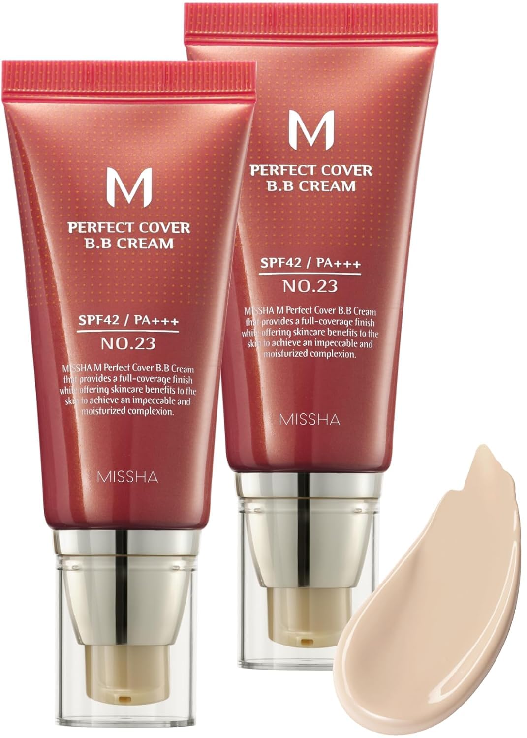 MISSHA M Perfect Cover BB Cream Dual Pack No.23 Natural Beige -Light/Medium with Cool/Neutral Undertone SPF 42 PA +++ 1.69 Fl Oz - Tinted Moisturizer for face with SPF