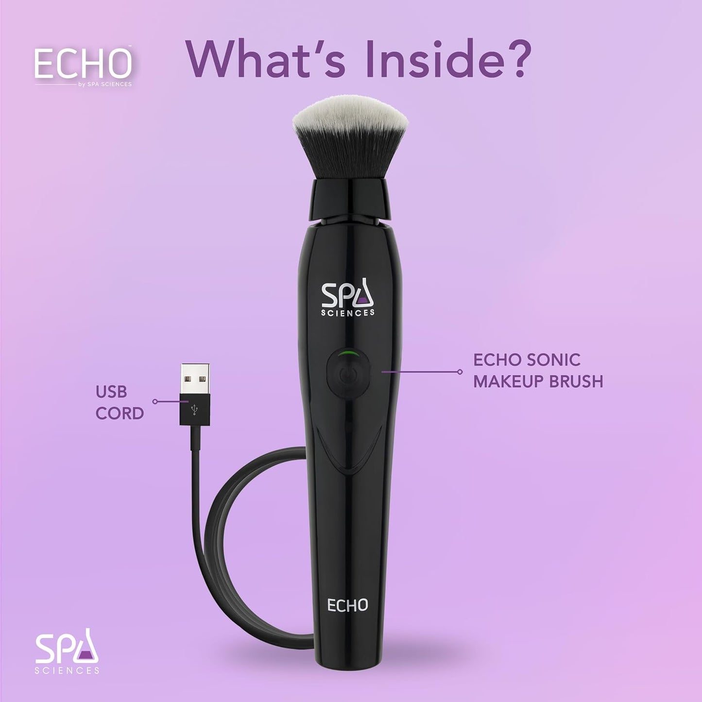 Spa Sciences ECHO - Makeup Brush for Flawless Blending, Contouring, Highlight & Airbrush Finish - 3 Speeds - Rechargeable