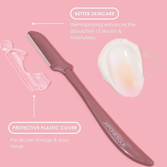 JAPONESQUE Precision Dermaplaner Facial Razors – 2pk 6 Piece Set, Eyebrow and Facial Hair Single Blade Razors for Women and Men, 2pk, 6ct.