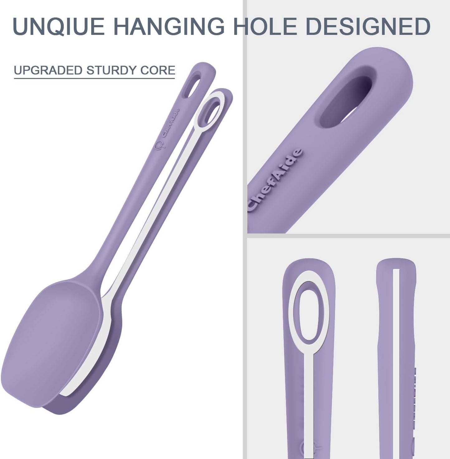 5 Pieces Silicone Spatula Set, Food Grade Rubber Spatula, Upgrade Strong Handle with Ergonomic Grip, Heat Resistant Up to 600°F for Nonstick Cookware, Cooking Purple