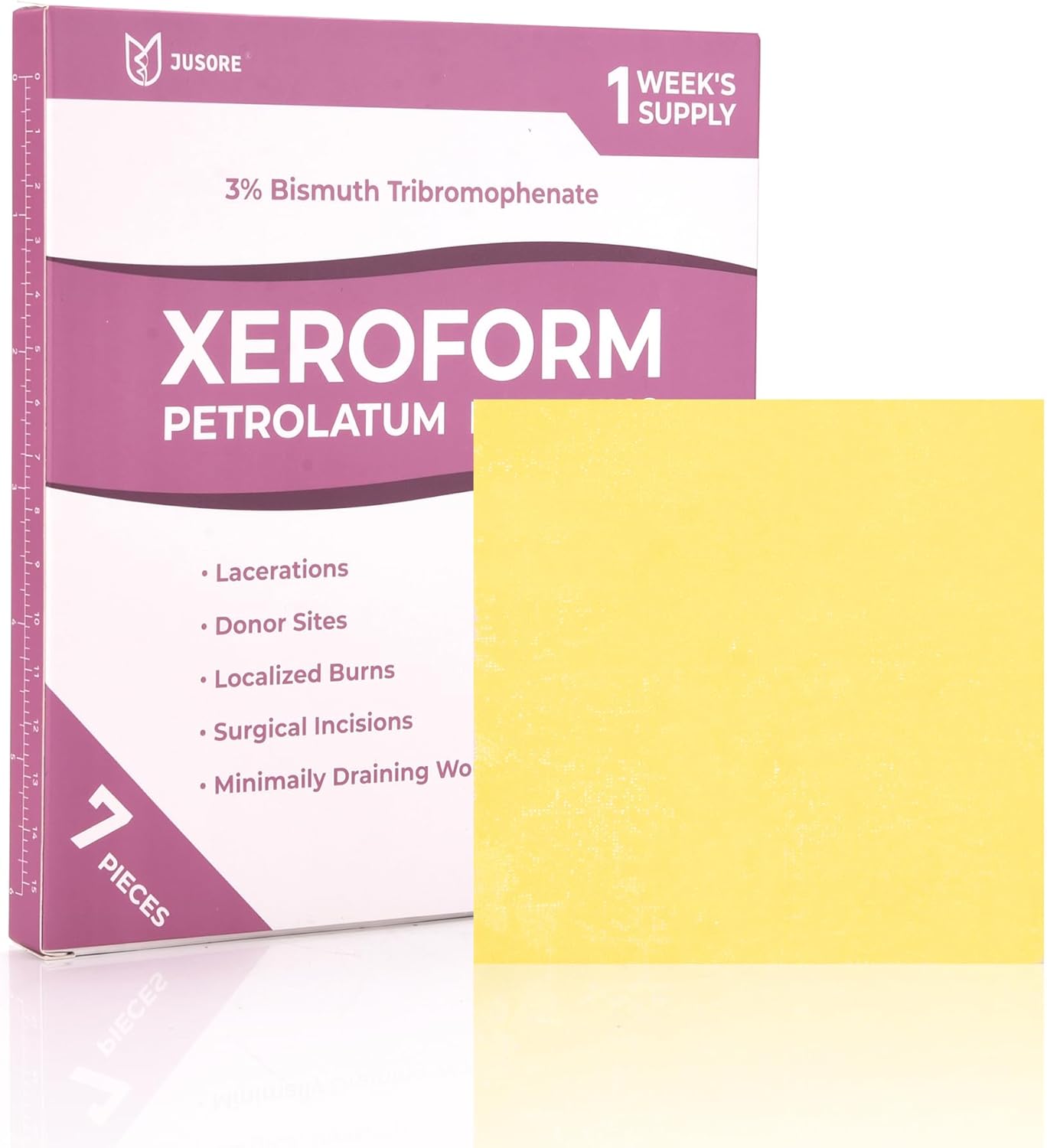 Xeroform Petrolatum Dressing 4"x4" Gauze - Non Stick Gauze Pads, Medical Soft Fine Mesh Patch for Wound Care, Burns, Lacerations, Skin Grafts & Surgical Incisions, 7 Individual Pack