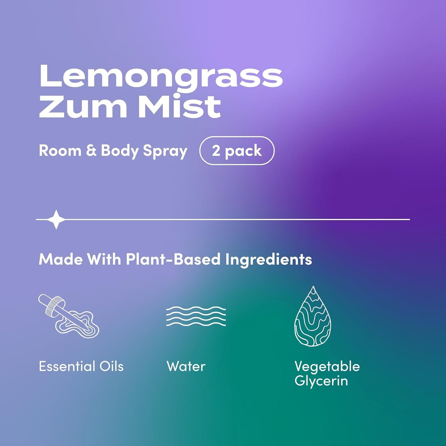 Indigo Wild Zum Mist Room & Body Spray - Aromatherapy Essential Oil Spray - Natural Body Mist & Room Spray - Lemongrass Scent - 4 fl oz (2 Pack)