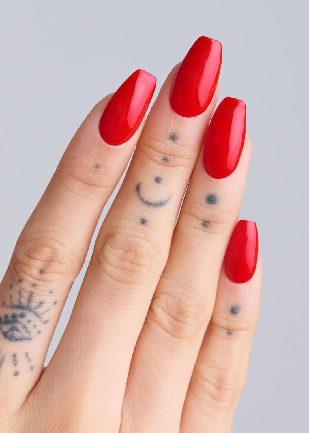 ohora Semi Cured Gel Nail Strips (N Hot Cherry) - Works with Any Lamps, Salon-Quality, Long Lasting, Easy to Apply & Remove - Includes 2 Prep Pads, Nail File & Wooden Stick