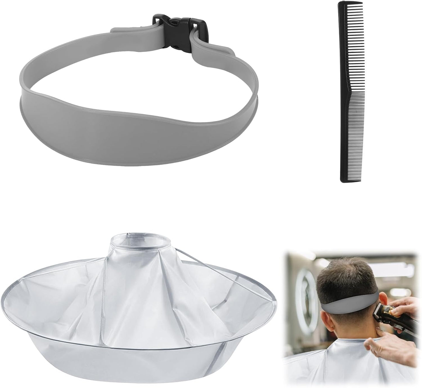 Fade Haircut Guide for Men, Self Haircut Kit for Men, Include Hair Cutting Guide & Cape Umbrella & Comb, Neckline Shaving Templat, DIY Hair Cutting Accessories Tools for Home (Grey)