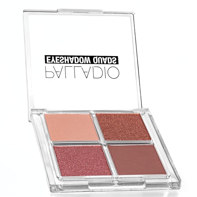 Palladio Eyeshadow Quads, Velvety Pigmented Blendable Matte, Metallic & Shimmer Finishes, Creamy Formula, Four Way Quad Eye Shadow Palette, Talc-Free (Gossip Girl)