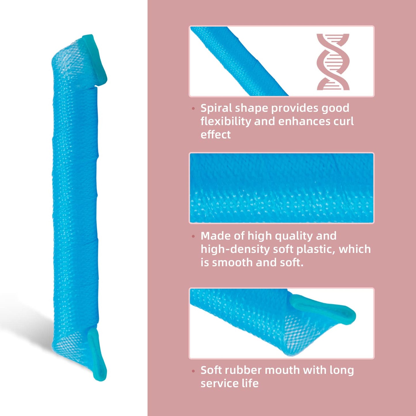 60pcs Heatless Hair Curlers Spiral and Wave Styling Kit 2 Styles No Heat Curlers with 2 Pieces Hooks for Women Girl's Short Medium and Long Hair((21.8 Inch/55 cm)