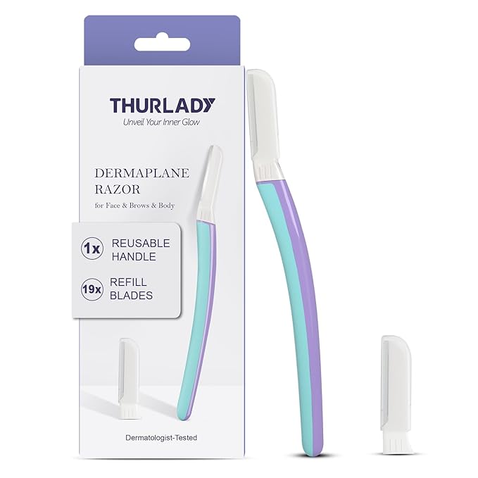 Dermablade, Dermaplane Razor Refill Blades, Stainless Steel Blades with Safety Micro-guards, Gently Exfoliates Skin | 12 count | No Handle | Only fit THURLADY Dermaplane Razor