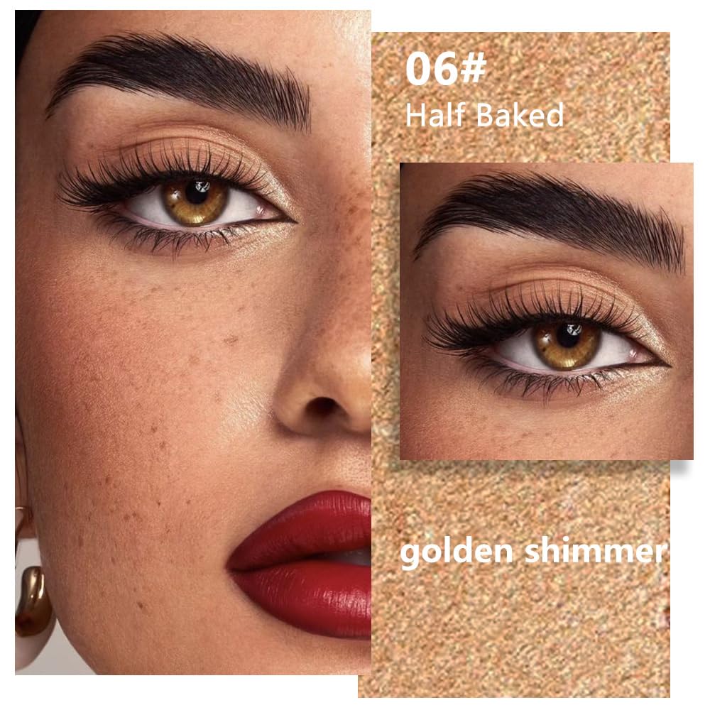 Glitter Single Eye Shadow Palette Makeup, Golden Sparkle Shimmer Monochrome Eyeshadow For Old Women, Mini Pressed Pigmented Waterproof Sombras Para Ojos,Vegan, Talc, Paraben&Cruelty Free, 06