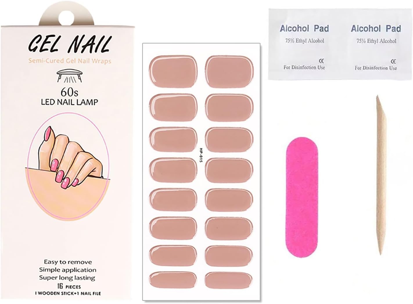 Semi Cured Gel Nail Strips Stickers Self Adhesive Long Lasting Gel Nail Polish Strips Solid Color Nail Stickers for Women DIY Manicure Waterproof Salon Quality Nails Decoration Accessories 1 Sheets