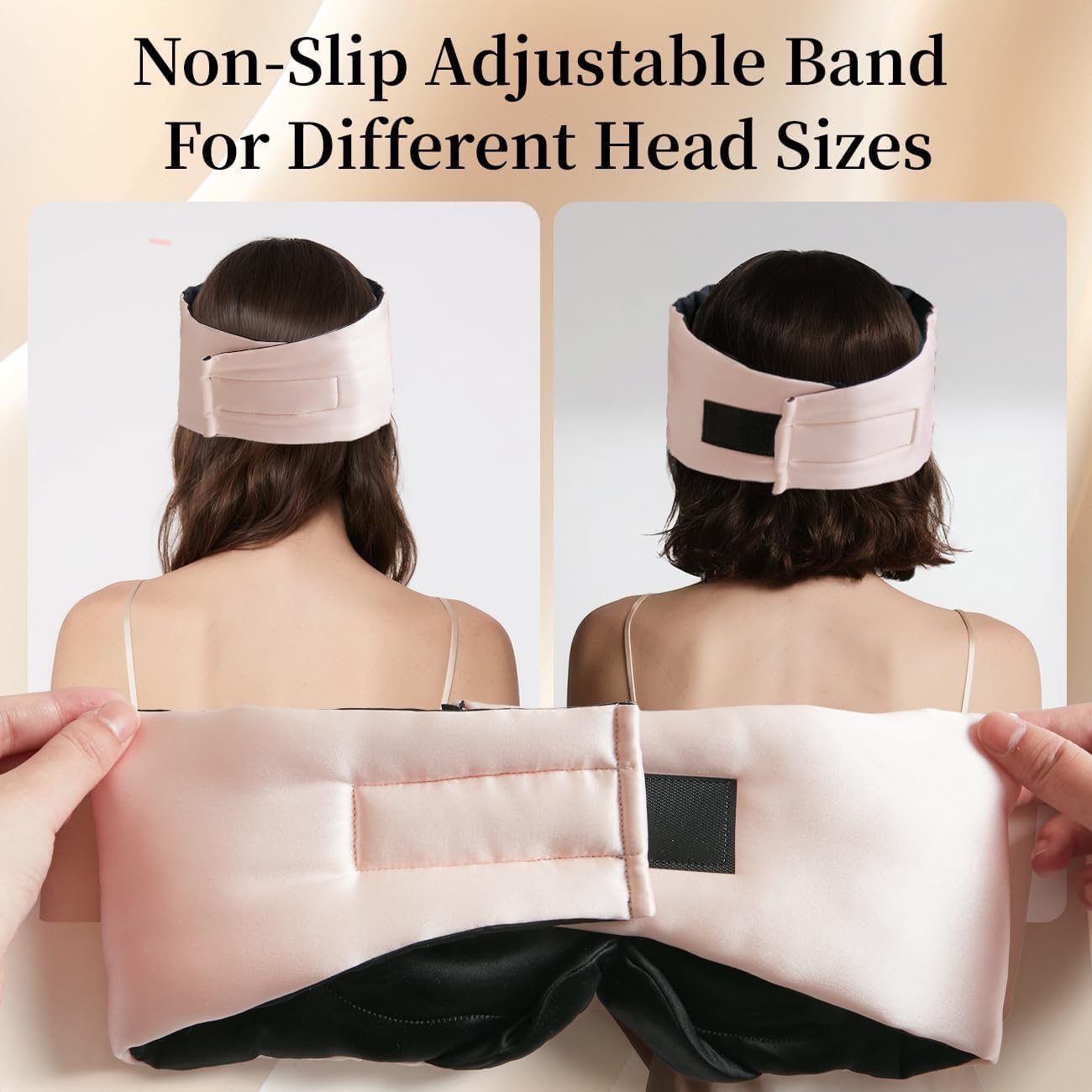 USlixury Silk Sleep Mask, 3D Contoured Sleeping Masks, Blackout Sleep Mask for Women with Nose Wing,100% Pure Mulberry Silk Eye Masks,Face-Hugging Non-Slip, 27.5x4.5'', Peach