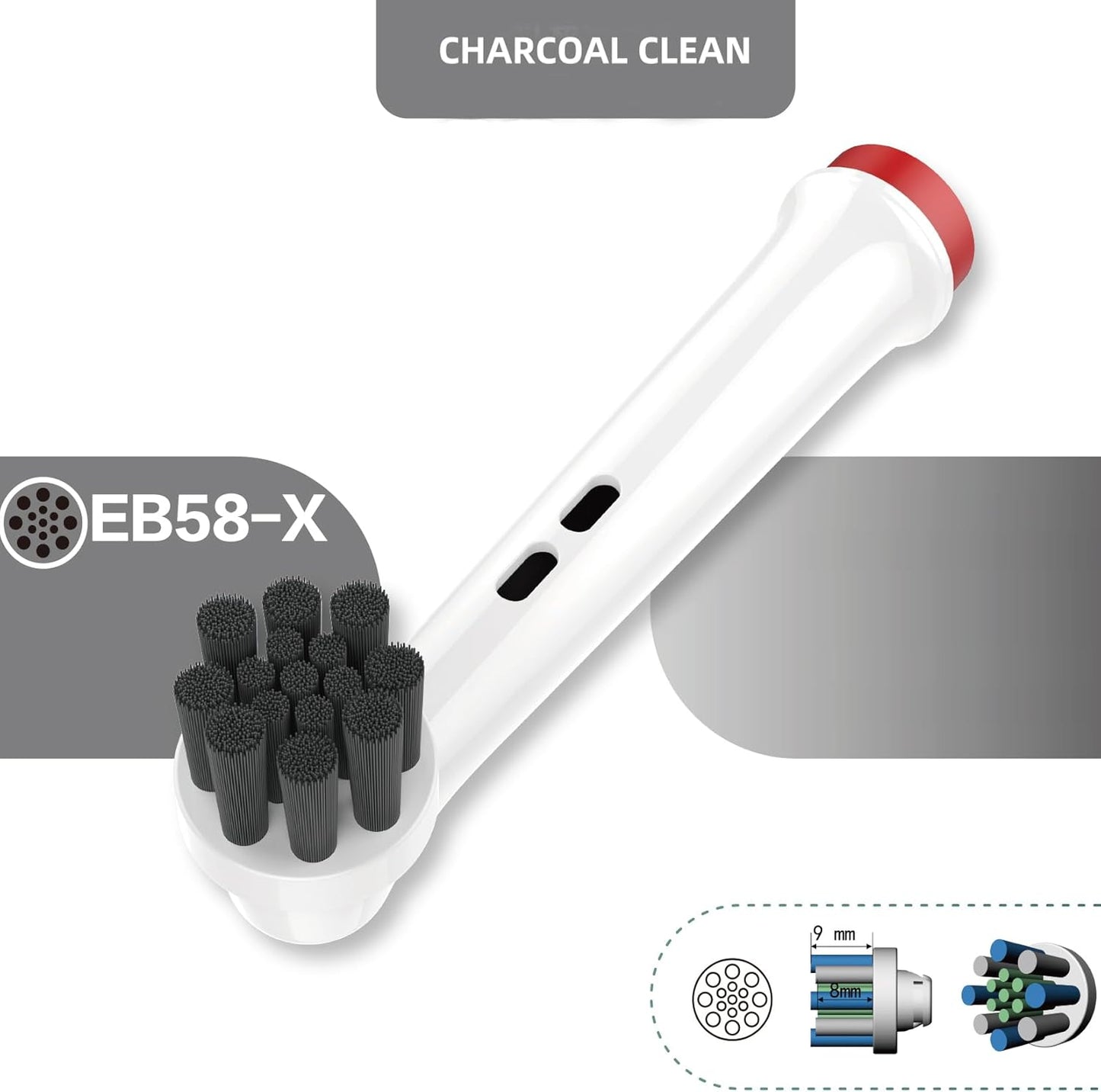 Replacement Toothbrush Heads Compatible with Oral-B Braun Electric Toothbrushes Adults, Black, Bamboo-Charcoal Infused Bristles Refills for Oral B Handles 3756 3757 3744 3765 3709 4729 (16)