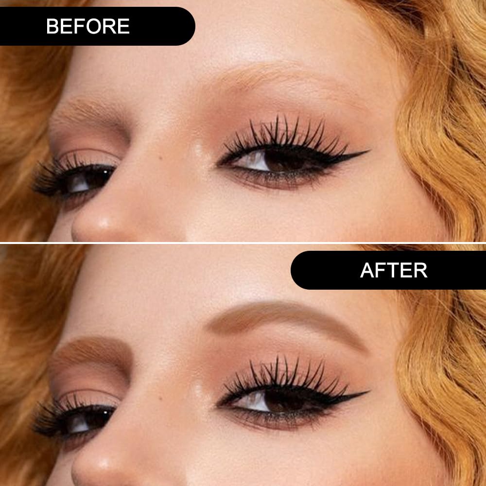 Brow Powder Kit – Long-Lasting 3-Color Brow Filler for Full, Defined Natural Brows, Contour Palette with Double-Ended Brush, sombra para cejas (03)