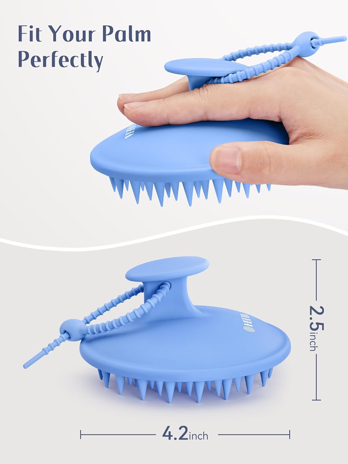 HEETA Scalp Massager Shampoo Brush with Silicone Bristles for Dandruff Removal Scalp Care & Hair Growth, Scalp Scrubber for All Hair Types, Head Massager Stress Relax, Upgraded Large Design,Blue
