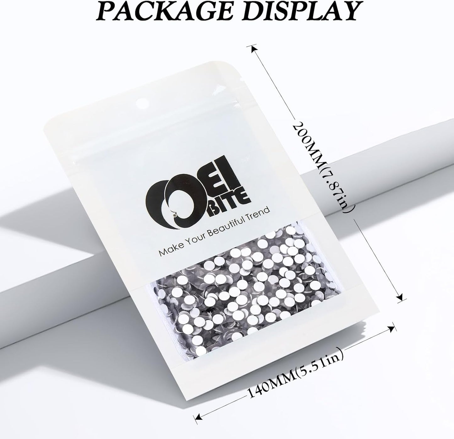 Black Flatback Rhinestones, Glass Rhinestones for Nail Art and Craft, Glue Fix, Loose Crystal Gemstones(Black, SS20, 2880pcs, 4.6-4.8mm)