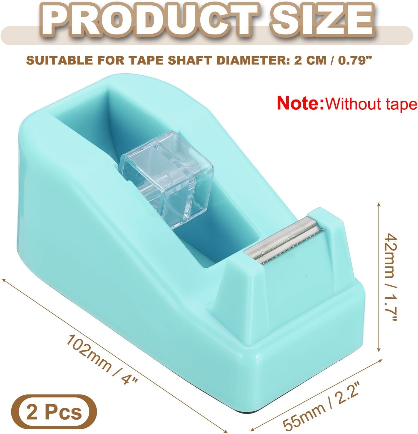 PATIKIL 2pcs Tape Dispenser Desk, Small Tape Dispenser Cute Desktop Dispenser Holder for Tape Office Desktop, Cyan Blue
