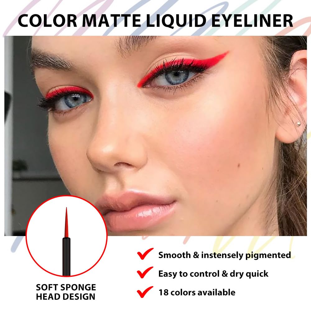 evpct 1Pcs Red Liquid Eyeliner Makeup Waterproof Brown Eye Liners for Women, Eyes Wing Eyeliner Stamps Shapes Colored Eyeliner delineador de ojos a prueba de agua contra el agua blanco para ojos
