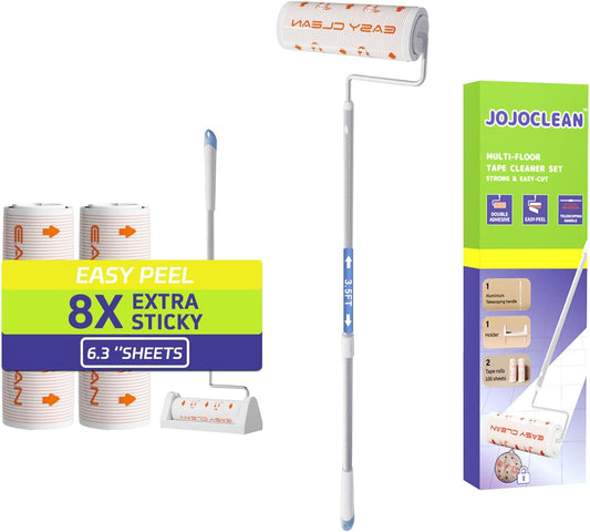 Large Lint Rollers for Pet Hair Extra Sticky for Floor, Carpet and Couch, with 3.5-Foot Adjust Handle and 100 Sheets 8X Adhesion