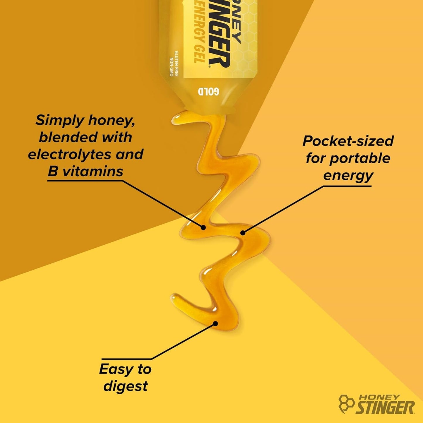Honey Stinger Gold Energy Gel, Gluten Free & Caffeine Free, for Exercise, Running and Performance, Sports Nutrition for Home & Gym, Pre and Mid Workout, 24 Pack, 26.4 Ounce