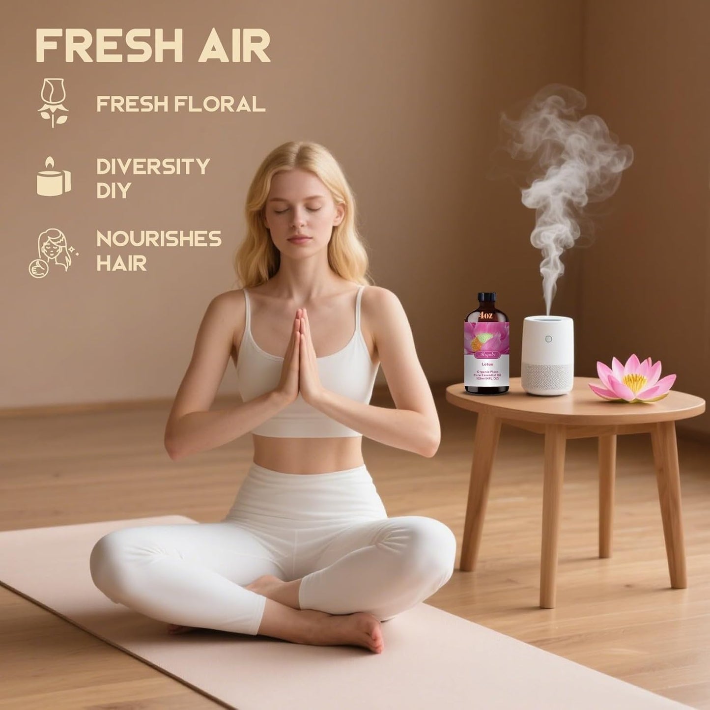 Lotus Fragrance Oil-Lotus Essential Oil 4.33oz (130ml)-100% Pure Natural Scent for Diffusers, Candles, Soap Making & Aromatherapy-Relaxing Home & Gift Essential Oil for Bath, Massage