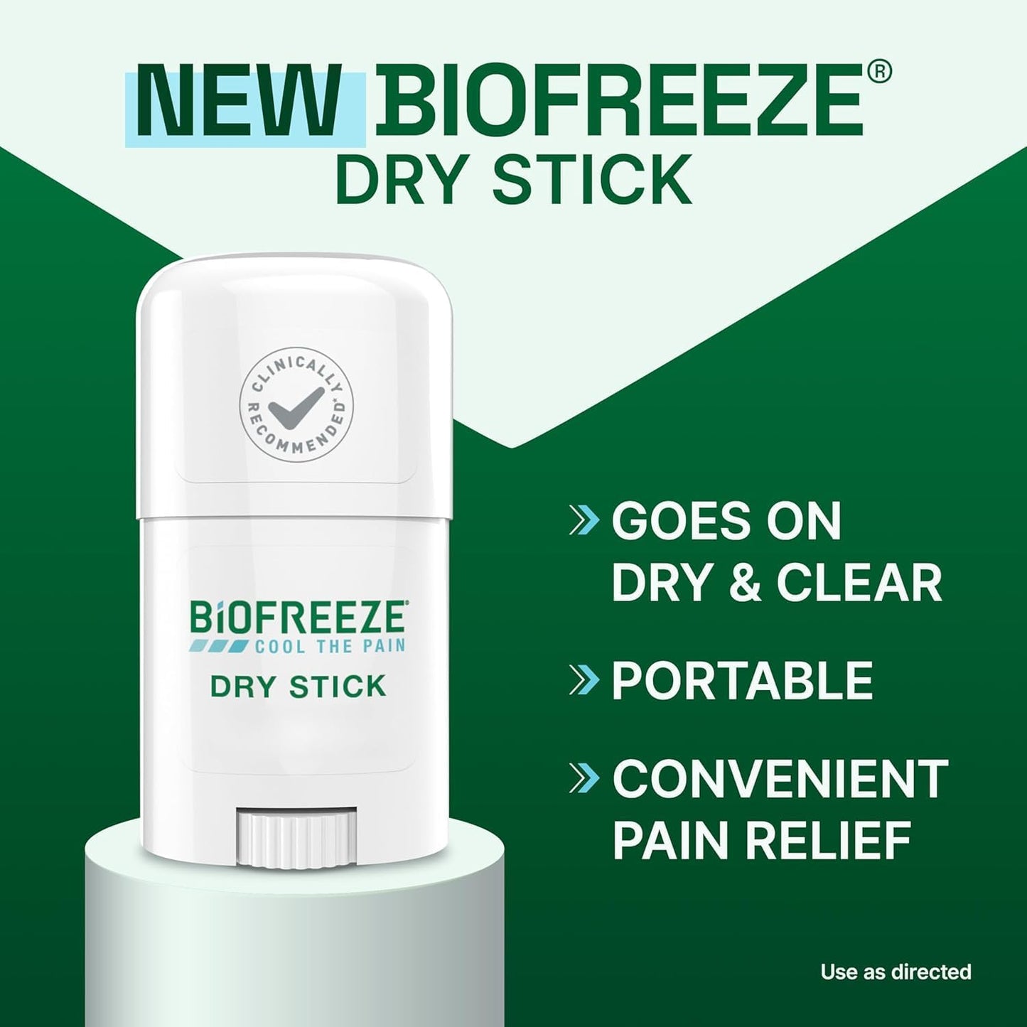 Biofreeze Dry Stick, Mess-Free Relief for Neck, Shoulder, Knee, Hip, Hand & Joint, Cooling Menthol Pain Relief Stick, 100+ Uses (Pack of 2)