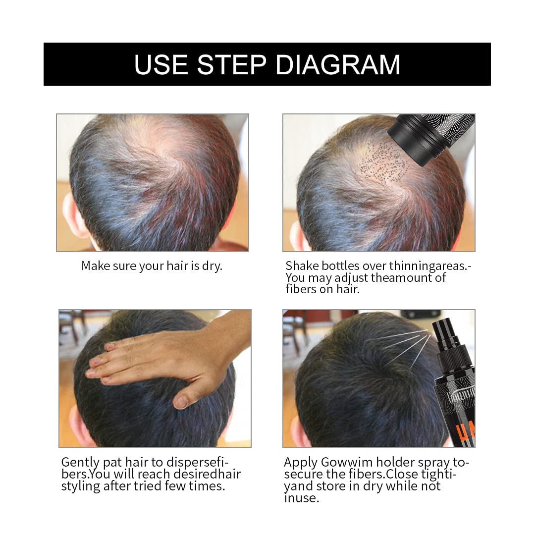 gowwim Hair Fibers for Thinning Hair 25g Hair Building Fibers 100% Undetectable,Instantly Cover Sparse Hair Areas-Bald Spots Cover Up. (Mid Brown)