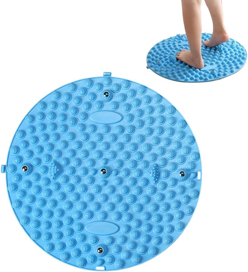 MIUPOO Foot Massage Mat,Relaxation Massage Mat Feet Massage Pad,Acupressure Mat for Feet,Anti Fatigue Walk Stone Acupoint Mat Particle Portable Massage Tool for Walking Long Sitting,Blue,13.4Inches