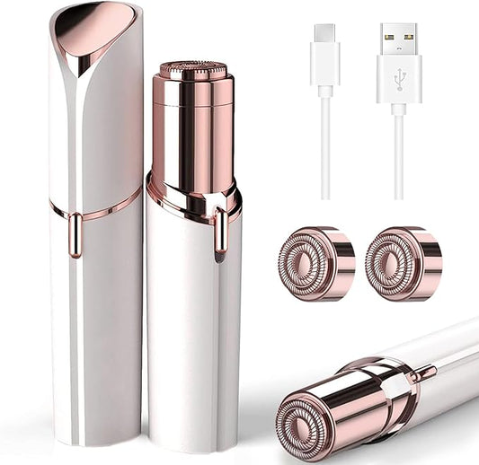 Hair Remover for Face Woman, Electric Face Shaver for Women, Peach Fuzz with 2 Pc Replacement Heads, USB Rechargable