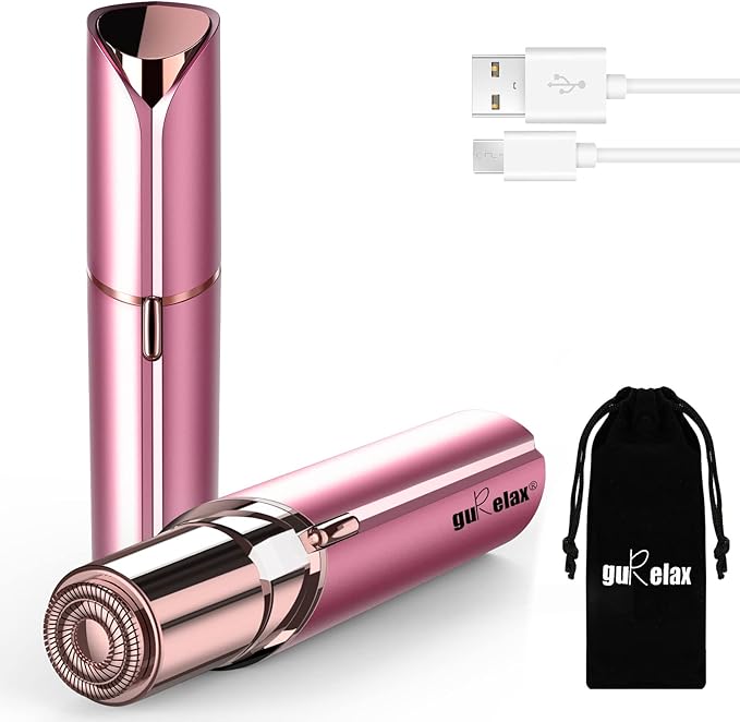 gurelax Facial Hair Removal for Women, Facial Hair Remover, Electric Face Shaver, Painless Hair Removal Device for Lip, Chin with a Velvet Bag