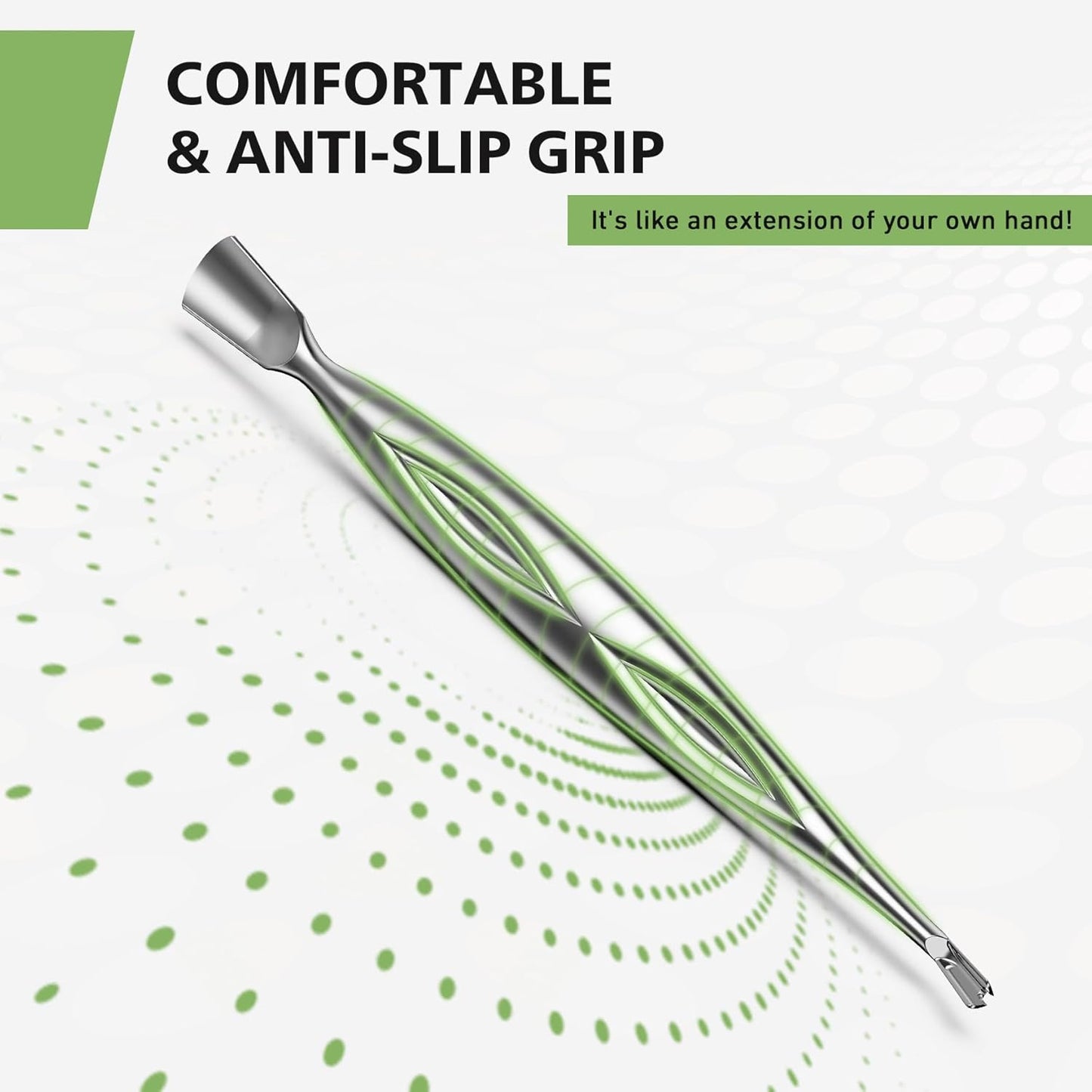 BALUCA 2-in-1 Cuticle Pusher & Trimmer with Fork – Professional Stainless Steel Nail Cuticle Remover Tool for Pain-Free Manicure & Pedicure – Durable Metal Cuticle Nippers and Scraper, Silver